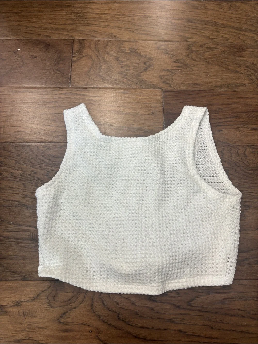 White Textured Cropped Tank Top - Classic Women's Summer Top